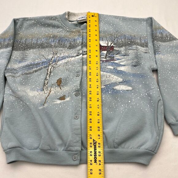 Vintage Artisans Sunschein Designs Cardigan Sweatshirt Grandma Blue Size Large - Picture 9 of 11